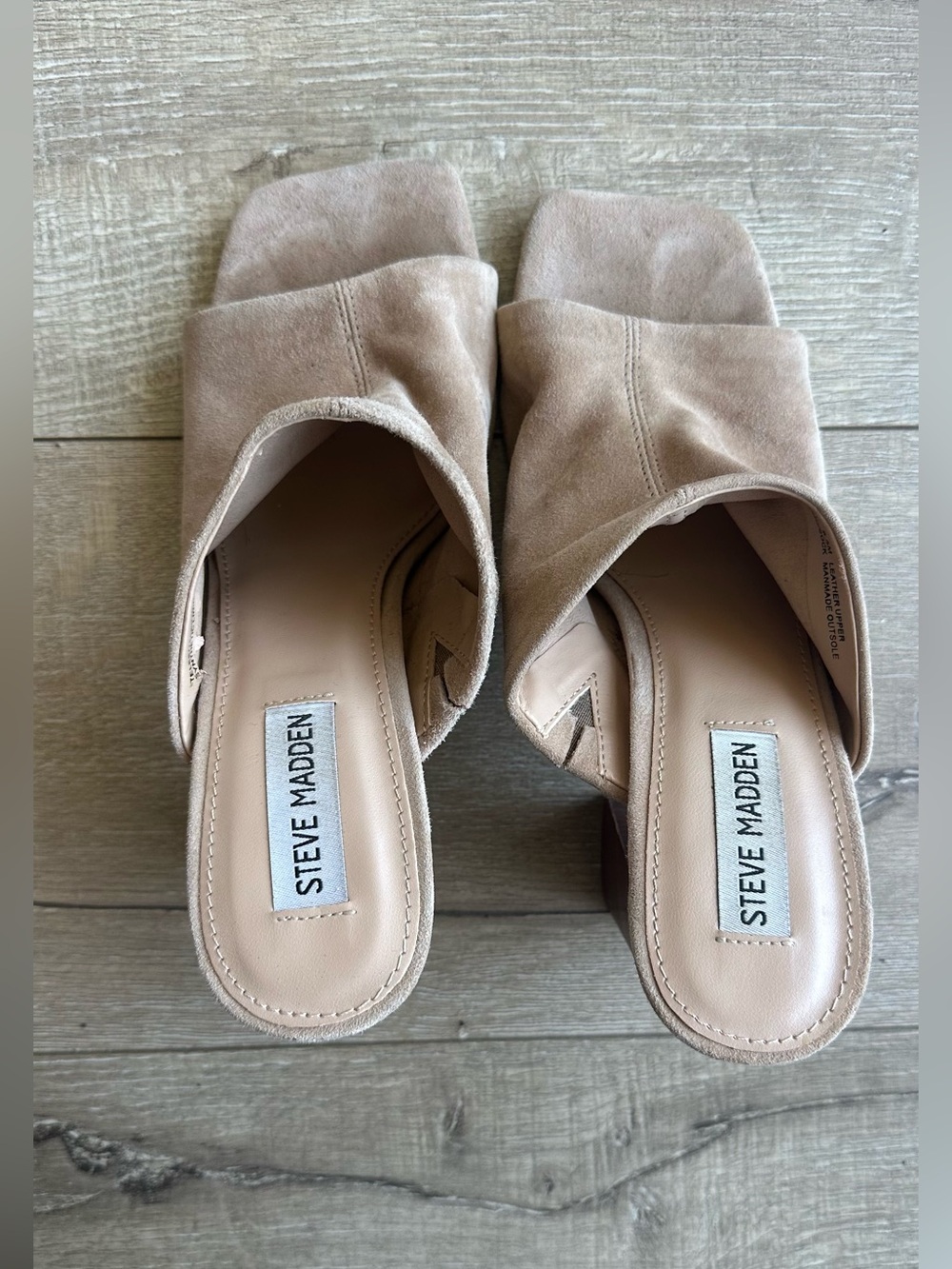 Steve Madden Beige Suede Slide Mules